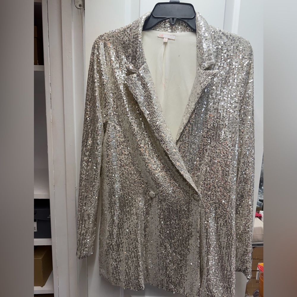 Gianni Bini Silver Sequin Blazer - Picture 4 of 5